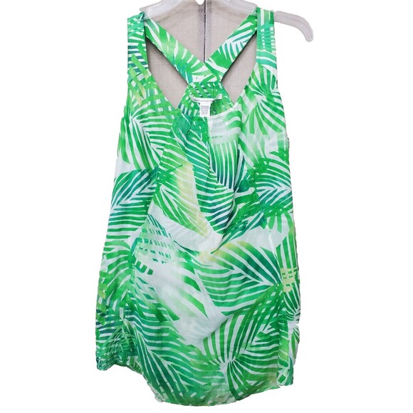 Diane von Furstenberg Cotton/Silk Blend Green Leaf Print Tank Tunic Size 4 - Picture 1 of 4